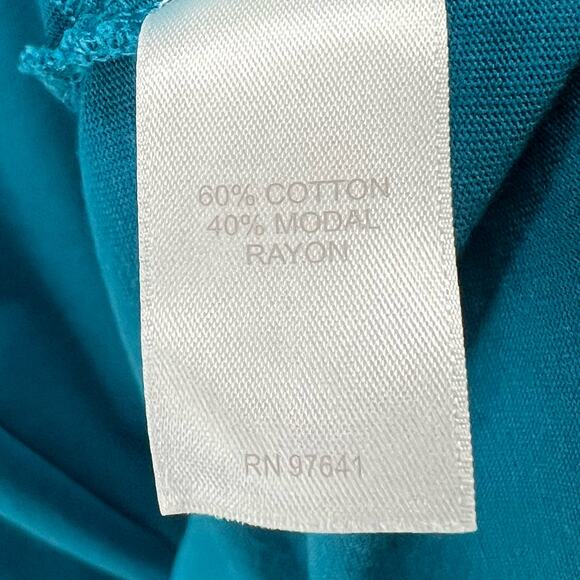 J Jill Pure Jill Wrap Tunic 4XL Teal Blue Scoop Neck 3/4 Sleeve Top Coastal Cozy - Picture 11 of 14